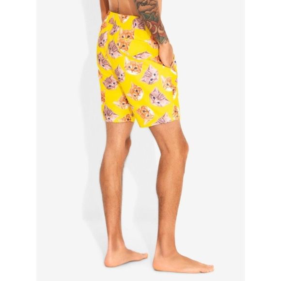 Black Matter Hot Topic Yellow Cats Swim Trunks 3X - Picture 5 of 6